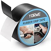 Yorwe Rubber Grip Tape, Ultra-Thin Strong Adhesive Anti-Slip Waterproof Heat Resistant Wear-Resistant Cushion Pad, Making Handles or Contact Surfaces Safer, with Grip and Comfort (Black, 2In x 10Ft)