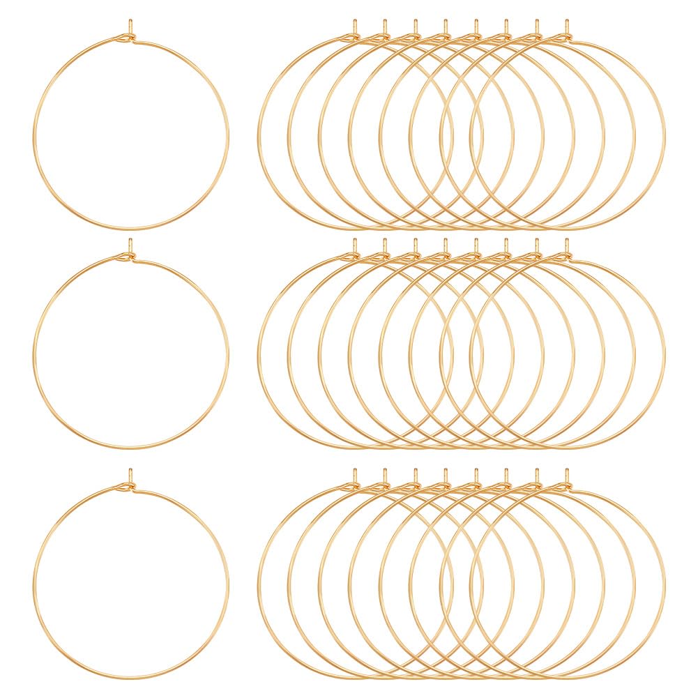 UNICRAFTALE 100pcs 316L Stainless Steel Hoop Earring Findings Golden Wine Glass Charms Findings O Pattern Hoop Earrings for DIY Earring Jewelry Making 35x0.8mm