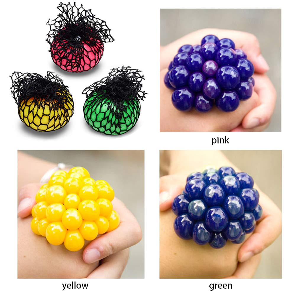 Squishy Mesh Stress Balls, Anti Stress Ball Squishy Light up Ball 8PCS Prime Toys Slime Stress Ball for Kids