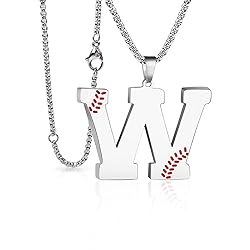 Baseball Initial Necklace for Men A-Z Letter