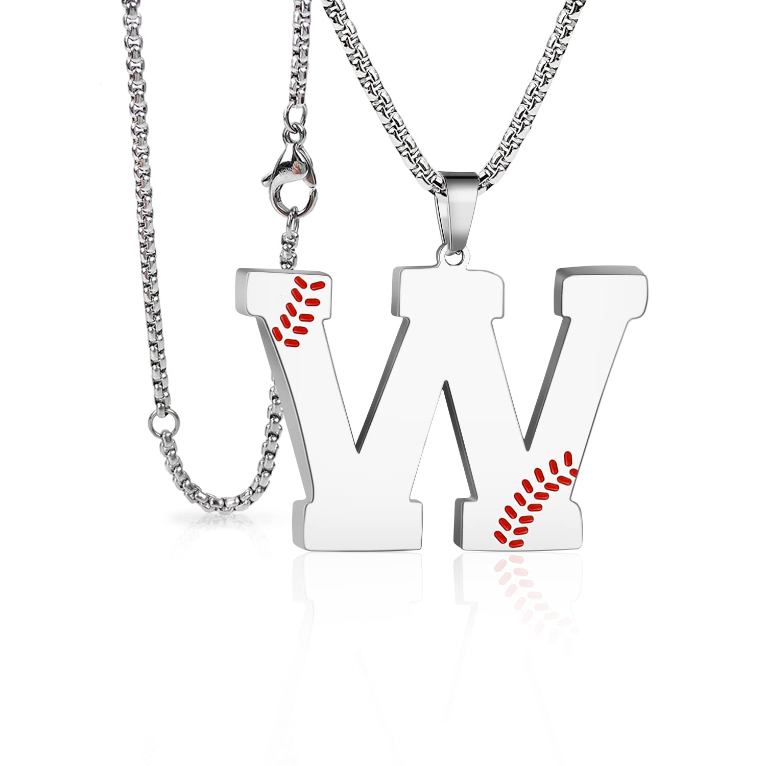 Baseball Initial Necklace for Men A-Z Letter