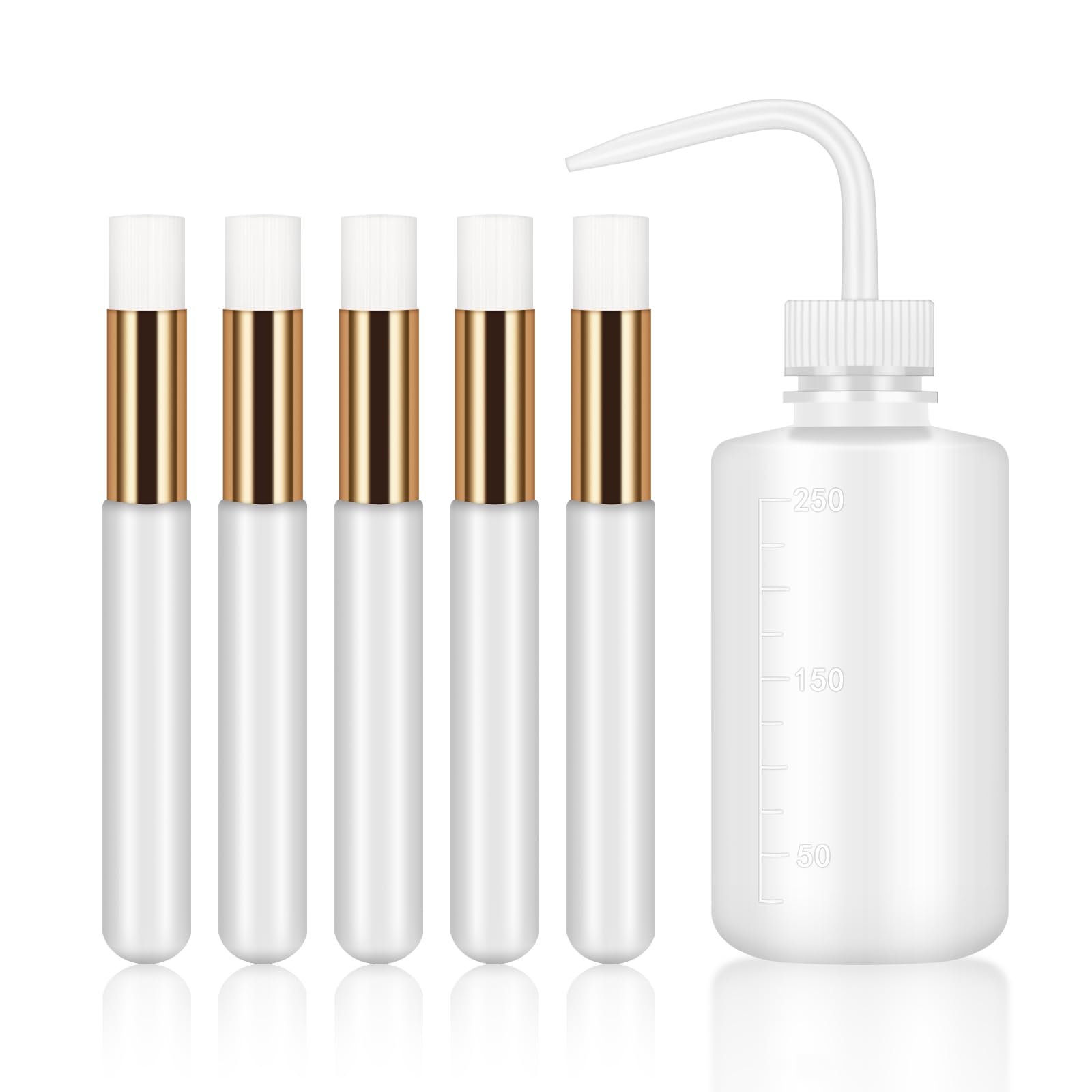 ATOMUS Eyelash Extension Cleaning Kit 5pcs Eyelash Cleaning Brushes with 1pc 250ml Safety Eyelash Cleaning Washing Bottle for Eyelash Extension Eyelash Cleanser Tool Supplies