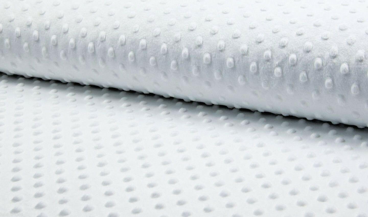 Dimple DOT Supersoft Fleece Fabric Cosy Blanket Plush Kids Cuddle-Worthy Soft Material - 160cm Wide (White, 2 Metres)