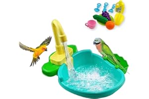 HBYCDSTF Bird Bath for Cage, Parrot Shower Bathtub Indoor with Faucet, Automatic Bird Bath Shower, Parrot Automatic Bathing Box, Bird Shower Swimming Pool Toy for Parakeet, Ferret, Budgie, Cockatiel(Green)