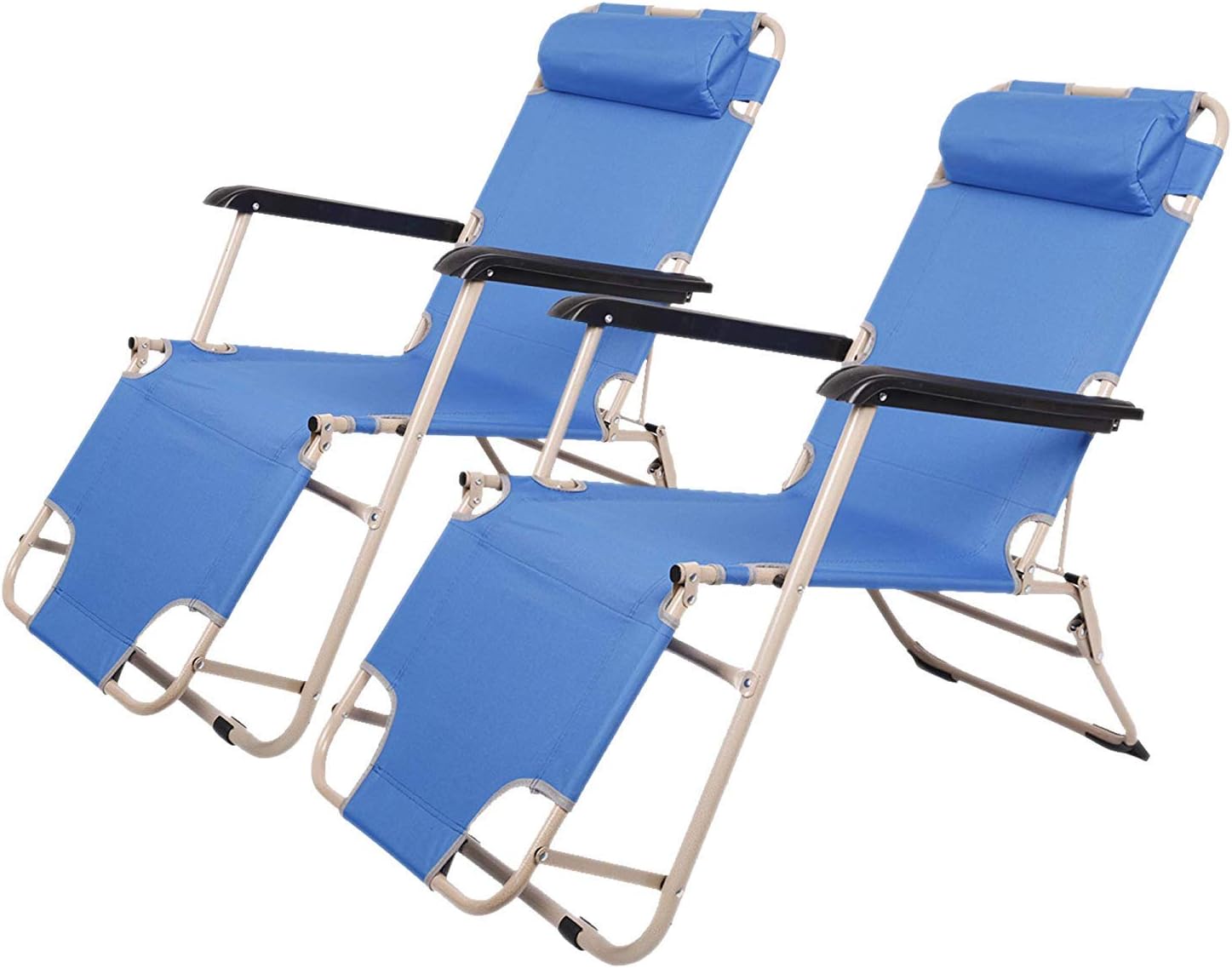 Livebest Set of 2 Indoor Reclining Lounge Folding Chairs Portable for Yard  Beach Livebest Set of 2 Indoor Reclining Lounge Folding Chairs Portable for Yard  Beach