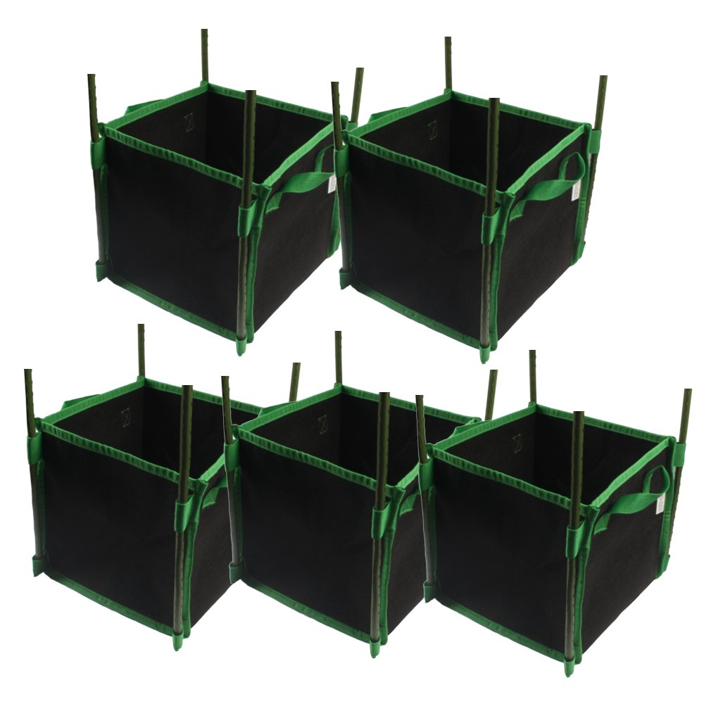 CASOLLY Heavy Duty Square Grow Bags 10 Gallon 5 Pack Planting Pots