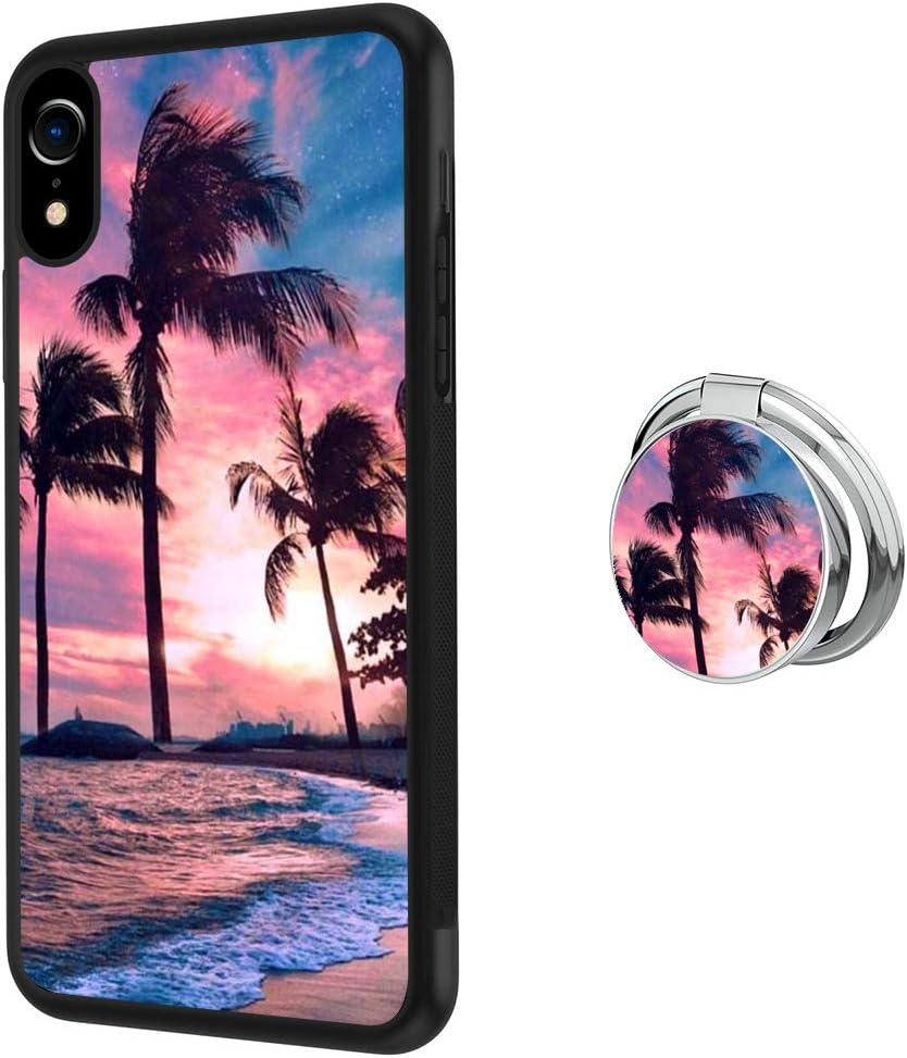 Hynina Phone Case and Phone Ring Buckle Compatible for iPhone Xr - Sunset Beach