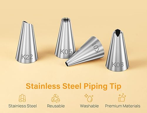 Icing Piping Kootek Cake Decorating Tips Kootek 54 In Piping Bags