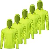 Mens Active Athletic T-Shirts Set Long Sleeve Sun Protective Quick Dry Hoodies Shirt 5 Pack