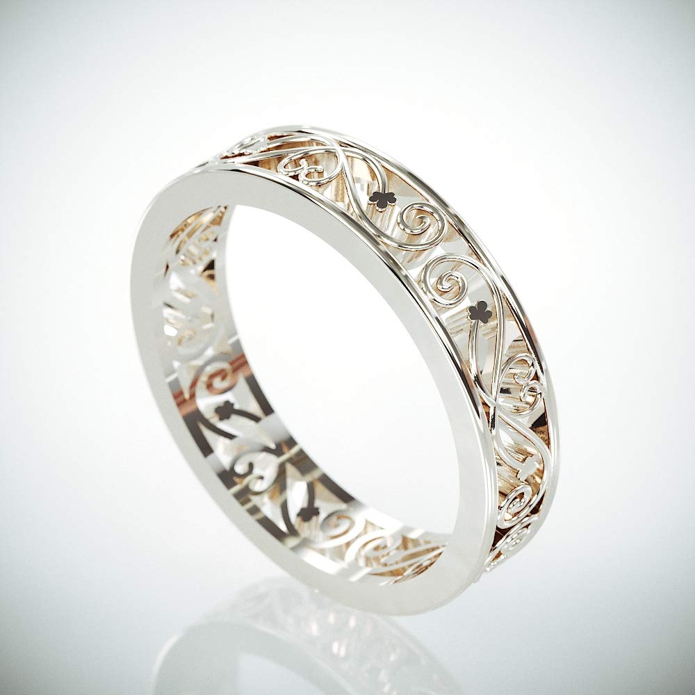 14k White Gold Filigree Women Wedding Ring 14k White Gold