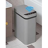 Yatmung 2.5 Gallon Motion Sensor Trash Can - Automatic Trash Can Touchless - Smart Trash Bin with Lid - Electric, Narrow, Plastic, Auto Open, Office, Bedroom, Bathroom - Small Garbage Can (Grey)