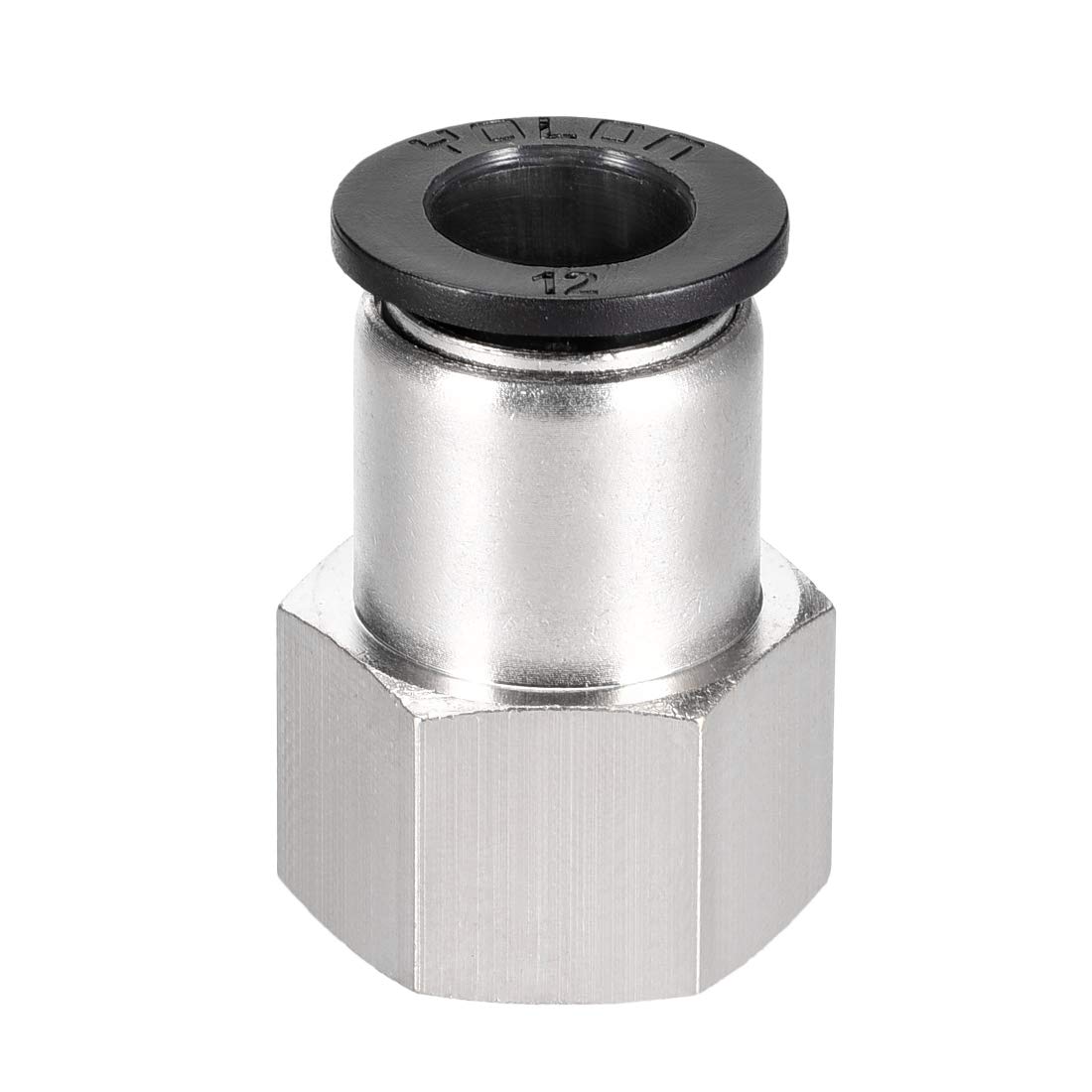 sourcing map Push to Connect Tube Fitting Adapter 12mm Tube OD X 1/2PT Female Straight Pneumatic Connecter Pipe Fitting