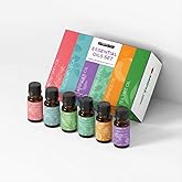 Aroma Inter Essential Oils Set – 100% Pure Natural Oils, 6-Pack (10 ml) – Lavender, Peppermint, Tea Tree, Rosemary, Eucalyptus, Orange – Ideal for Diffusers, Humidifiers, Massage, Soap & Candle Making