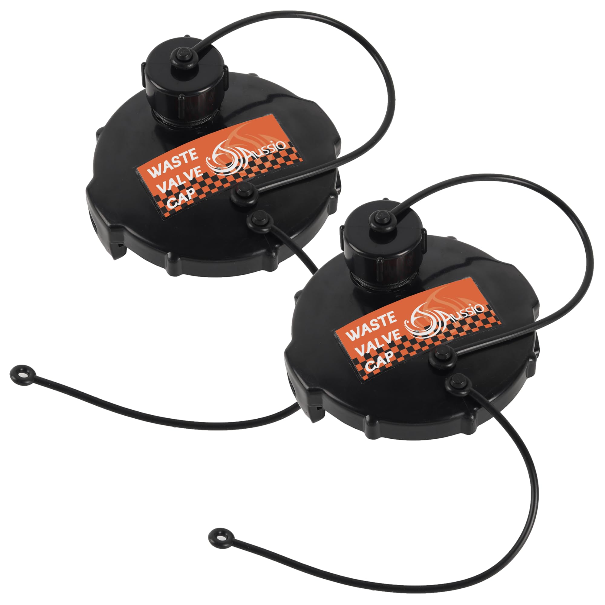 Photo 1 of Aussio (2-Pack, Black T1020-1 Waste Valve Cap with Bayonet Hook 3" with Capped 3/4" GHT RV Sewer Cap