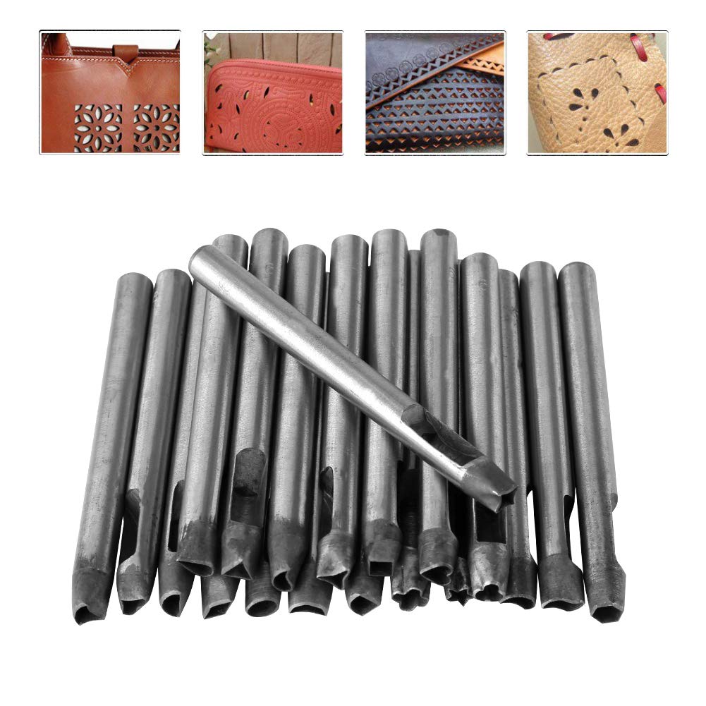 Hollow Punch Set, 20 Pcs Leather Craft Tool for Leather Gasket Belt Fabric Canvas Flower Hole Punch for DIY Craft Sewing Sewing Leatherworking Art Projects