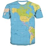 KYKU Men's World Map Shirt Globe Tshirts Earth Day