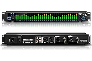 Audio Equalizer, 31-Band Digital Graphic Equalizer, Standard 1U Thin Rack, High/Middle/Bass Adjustment, Stereo Audio EQ Graph