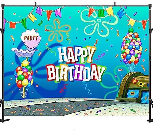 スポンジボブ 背景幕 家電 カメラ パーティー写真小道具 ベビー マタニティ クラスティクラブ 誕生日背景幕 ホーム 子供1歳のお誕生日パーティーデコレーション 5x3フィート アニメ B087m2nj87 スポンジボブ Allenjoy