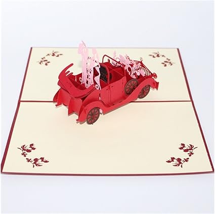 Amazon Co Jp グリーティングカード 3dポップアップウェディンググリーティングカード手作りカードウェディングカーデザインカードギフトカード 赤 ホーム キッチン