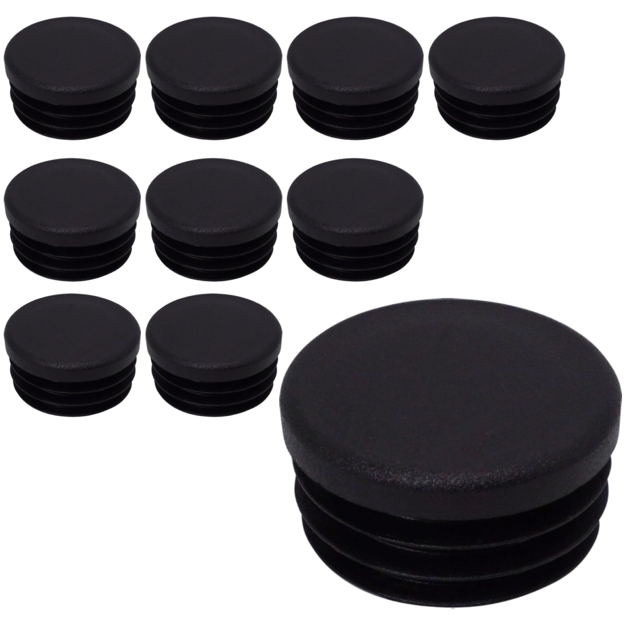 SKIR'CO (10 pcs) Round Tube Inserts 38 mm, Fence Post Plugs, Black Plastic Tube End Caps, Pipe Plugs, Black RAL 9005 — image 1