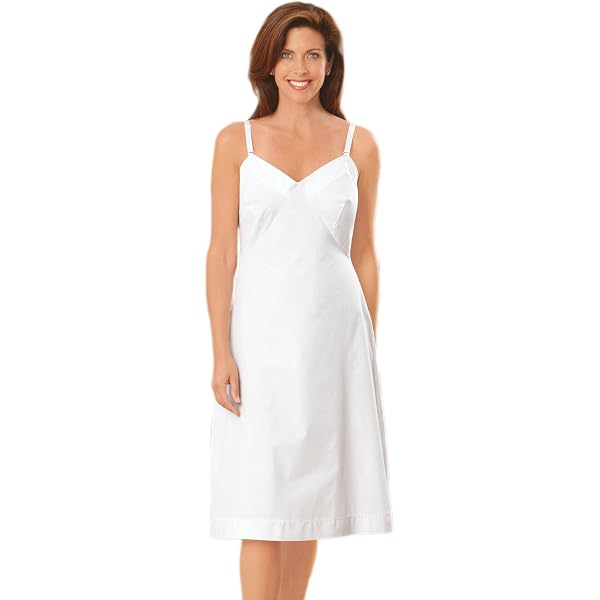 knee length dresses for ladies Cami Knit Slip Dress with Lace Border in White – Subtle Luxury main image 1