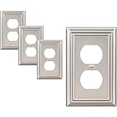 DEWENWILS 4-Pack Duplex Wall Plate, Metal Wall Outlet Cover | Brushed Nickel, 4.92" x 3.14", Metal Material, Ideal for Receptacle, GFCI, Dimmer, Toggle Switch