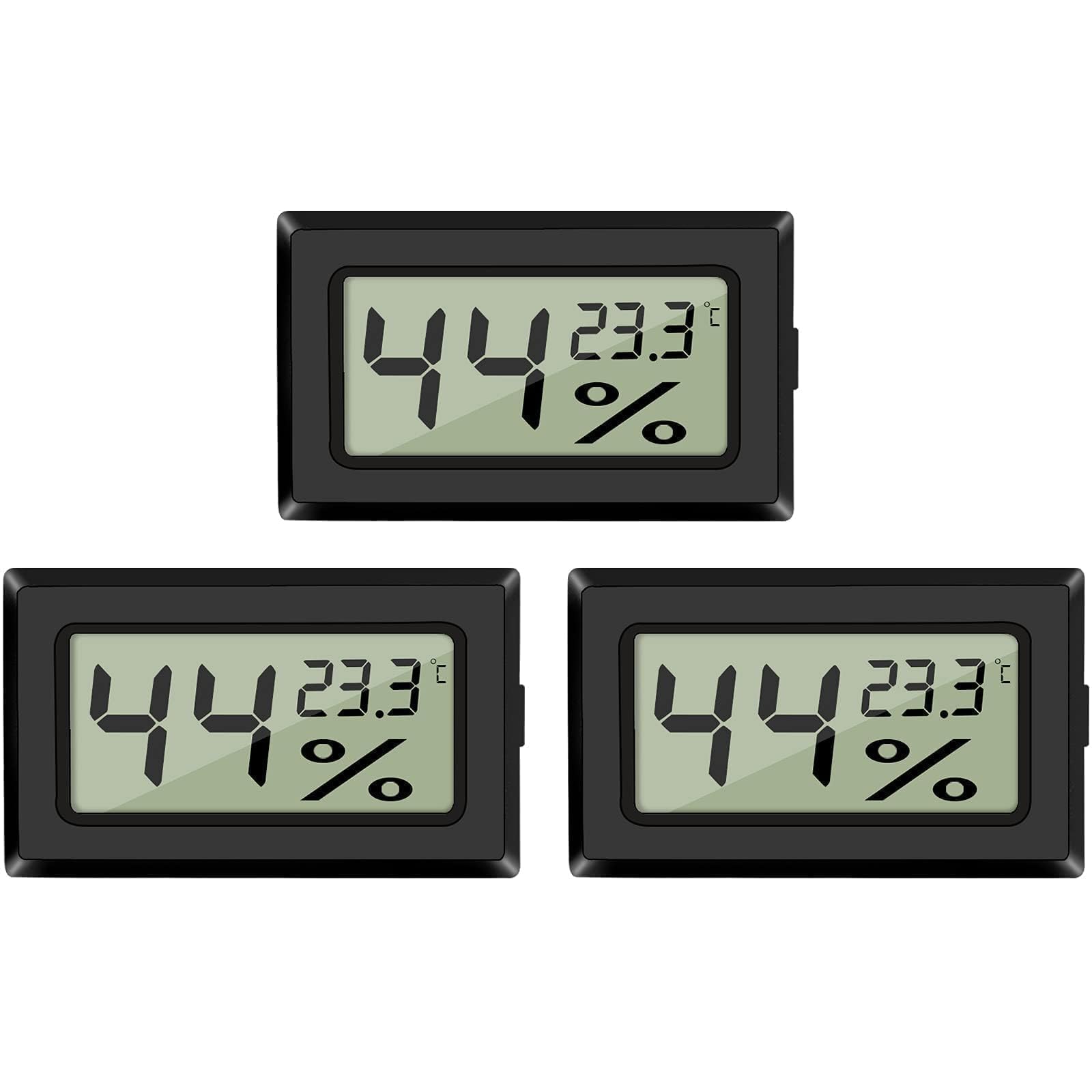 EEEKit 3-Pack Hygrometer Thermometer, LCD Digital Mini Temperature Meter Humidity Gauge for Greenhouse Car Office, Black