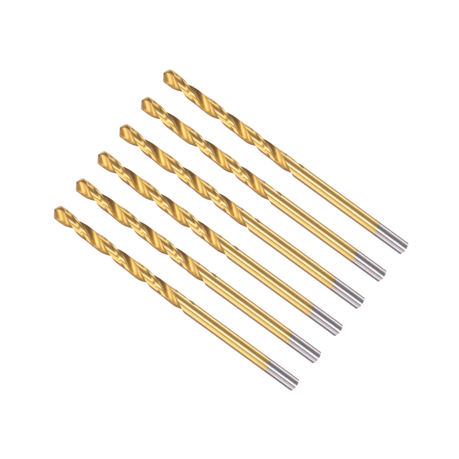 CoCud Twist Drill Bits, 2.9mm Drilling Diameter, Titanium Coated High Speed Steel 6542 Straight Round Shank - (Applications: for Stainless Steel Alloy Metal), 6-Pieces