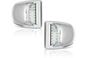 Bestview LED License Plate Light Tag Lights Assembly Compatible with Chevy Silverado Suburban Tahoe GMC Sierra 1500 2500 3500 HD Escalade EXT, White - Pack of 2