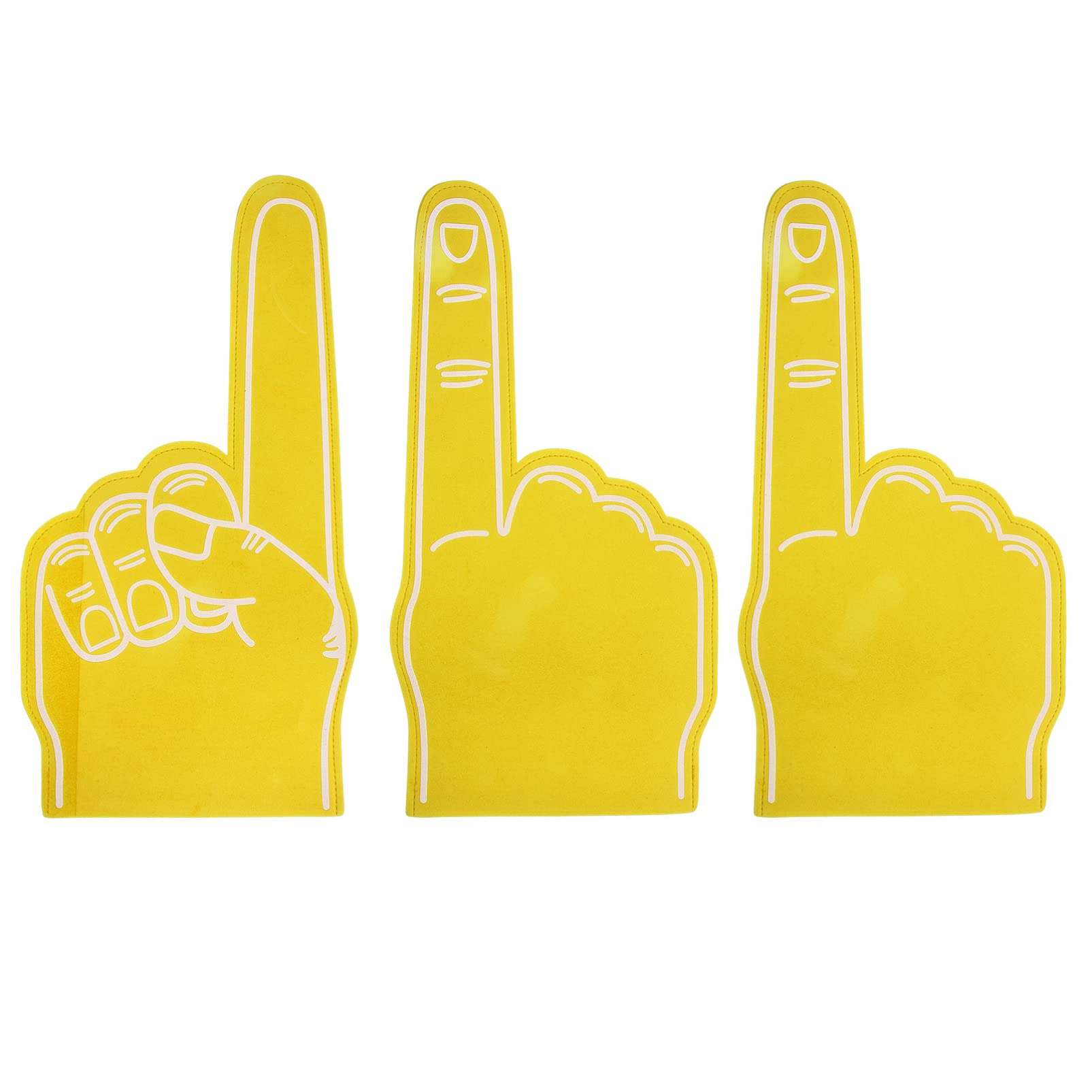 Homoyoyo 3PCS Foam Finger Cartoon Giant Cheering No. 1 Foam Finger for Sports Event Games Celebration Soccer Cheerleading Cheer Props(Yellow)