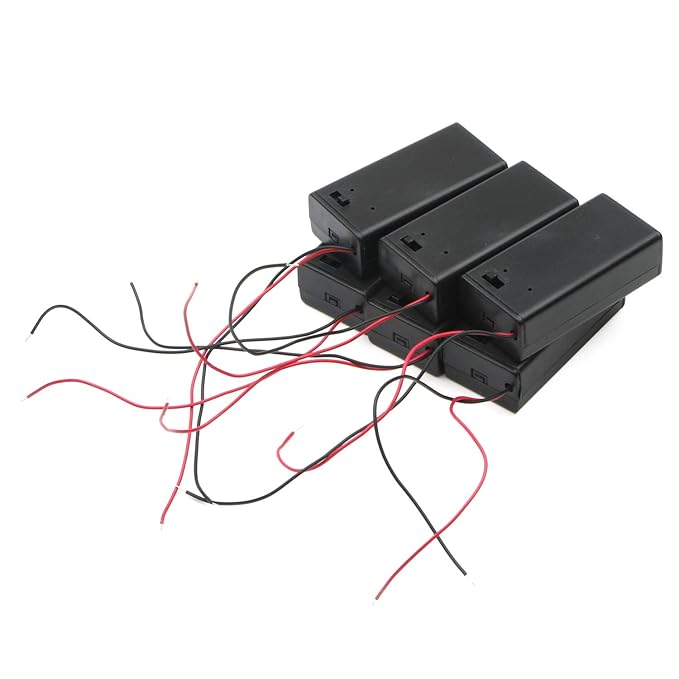 Senmod 9V Battery Case Holder with Cover Storage Case Holder with ON/Off Switch for 6F22, Pack of 6