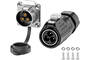 PLUGOOD EW-LP24 Industrial Waterproof Connector IP68 Quick Plugging Circular Connector Anti-Interference Shell Aviation Connector Fast Release Electrical Connector M24 2-24 Pin Flange Socket (3 Pin)