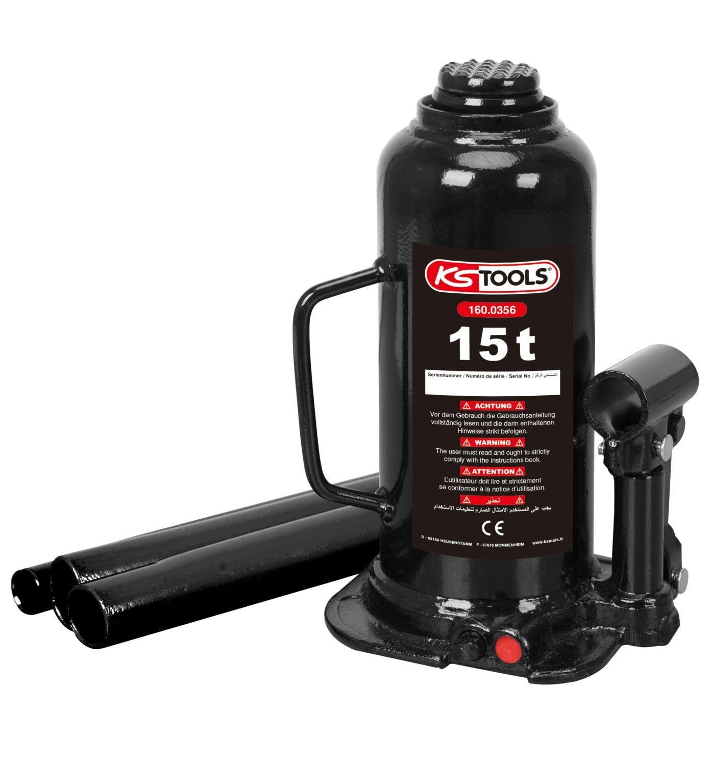KS Tools 160.0356 15t Hydraulic Bottle Jack