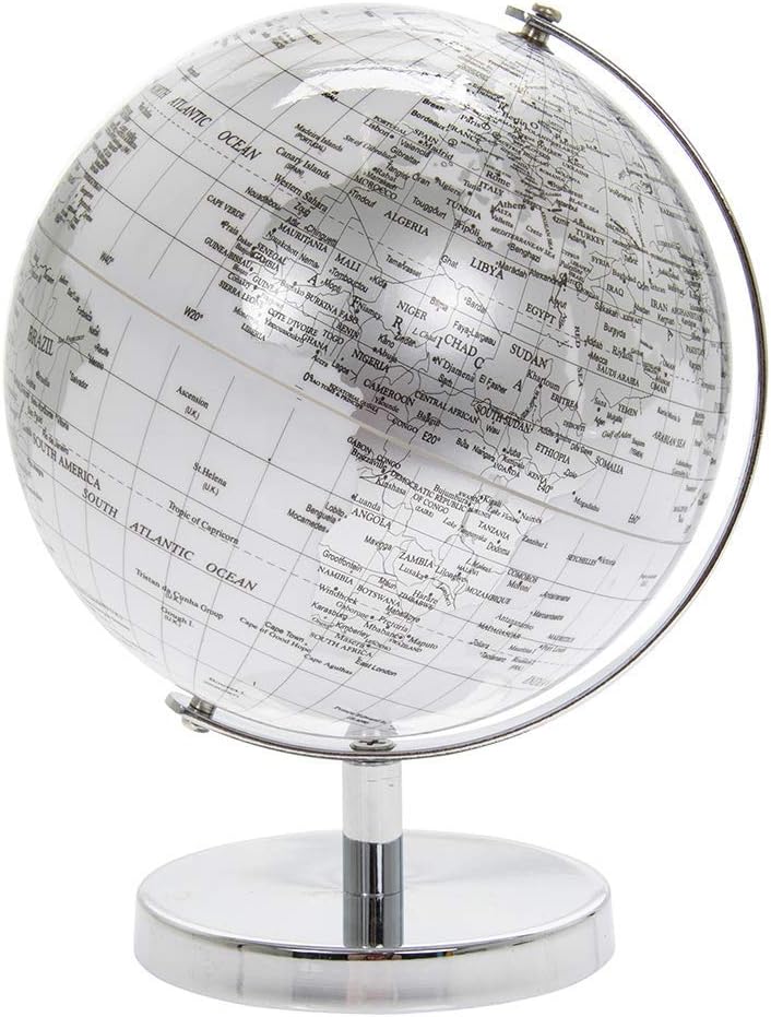 Rotating Globe Model, Silver & White, H19CM