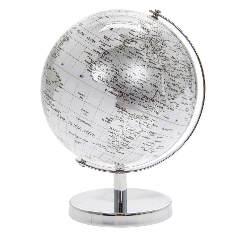 Rotating Globe Model | 1 Piece | Silver & White | 15 cm x 15 cm x 19 cm