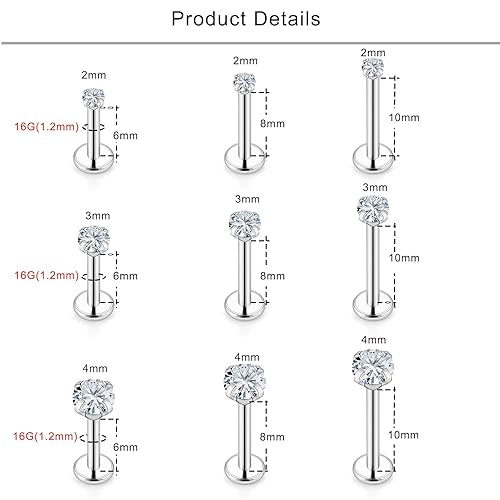 Bar Length Medusa Piercing Gauge Size Lcolyoli 16G Tragus Labret