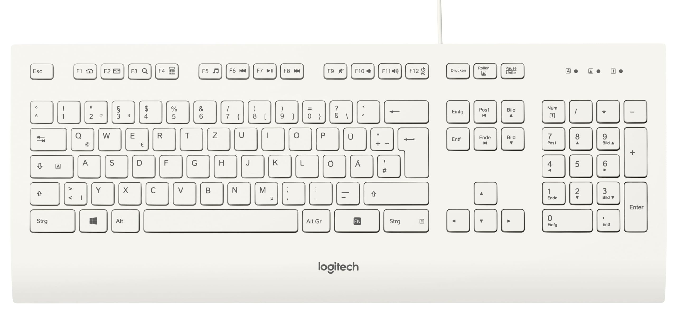 Logitech K280e Pro Wired Business Keyboard, QWERTZ German Layout - White
