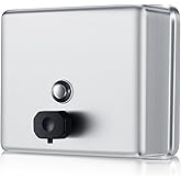 Maxdot Extra Large Stainless Steel Soap Dispenser Wall Mount 47oz/1400ml with Corrosion Proof Lining and Anti-Leak Pump, Refill Indicator Window, Top Fill Commercial Home Office Bathroom Accessory