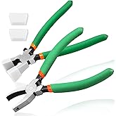 LEONTOOL Glass Running Pliers Set - 2pcs Grozier Pliers With 2 Pairs Replacement Rubber Tips, Key Fob Breaker for Stained Gla