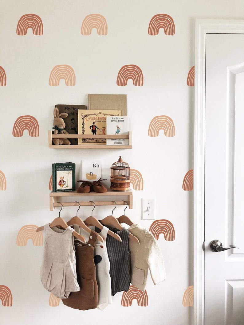 Rainbow Wall Decals Hand Drawn Rainbow Wall Sticker, Boho