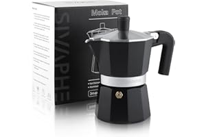 Sivaphe Moka Pot 3 Espresso Cups Aluminum, Percolator Espresso and Coffee Maker, Portable Stovetop Italian and Cuban Cafe Bre