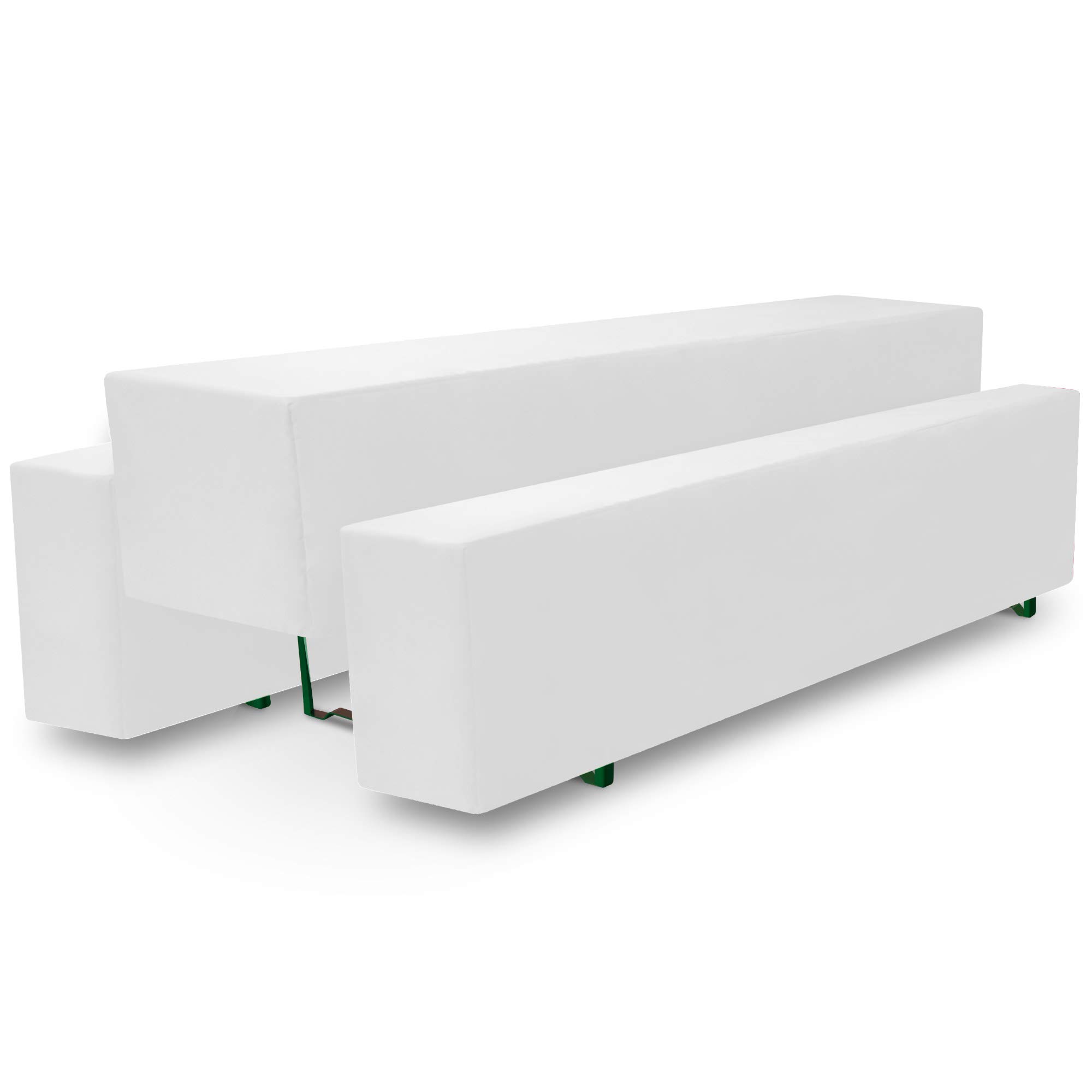 Beautissu 3pcs Table Slipcover 50 cm Basic M –Table Cloth for Beer Trestle Table – Outdoor Table Cover + 2 Padded Bench Covers – White