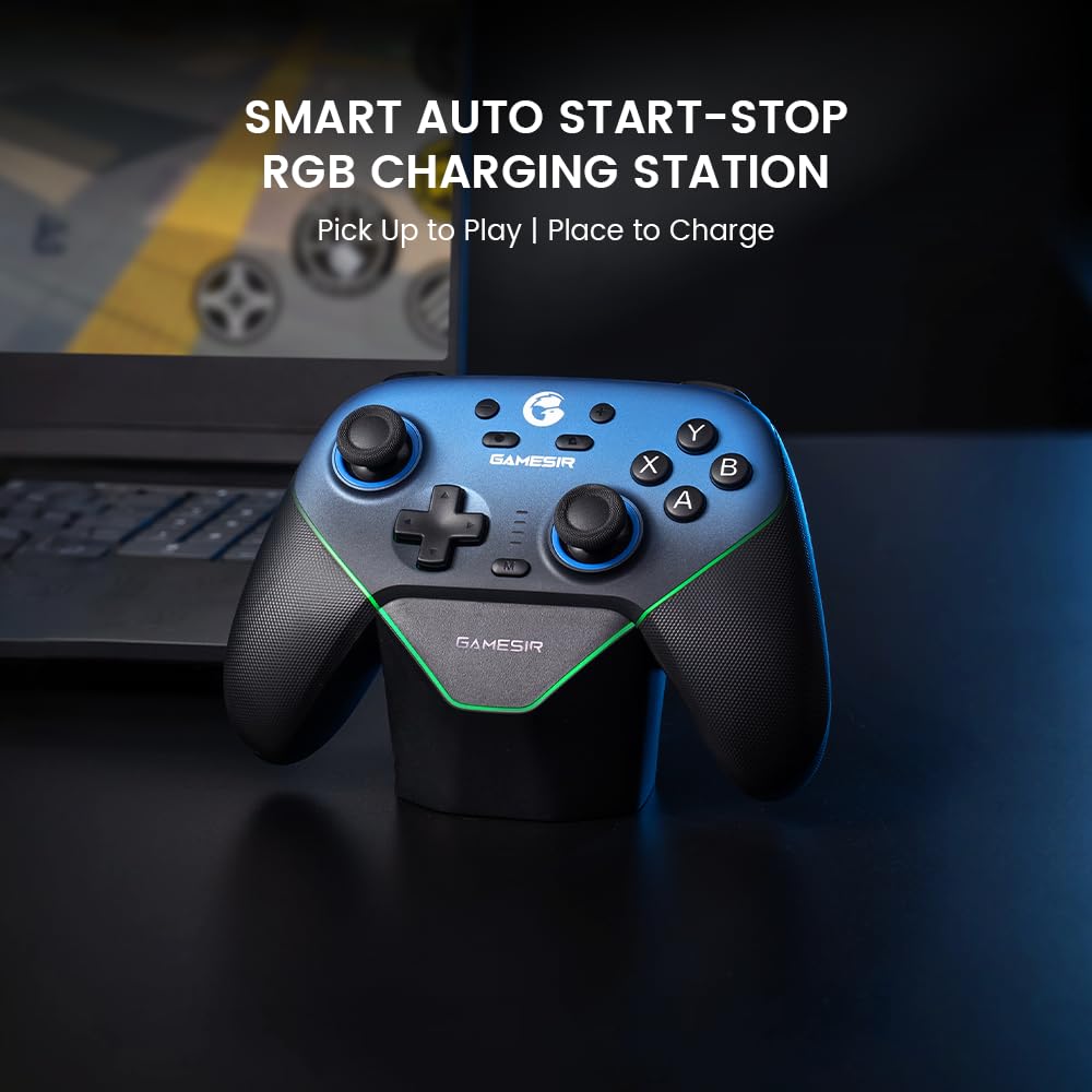 GameSir Super Nova Wireless Gaming Controller for PC/Switch/Switch 2/iOS/Android, 1000Hz Polling Rate, Hall Effect Stick & Trigger, Rubberized Grips, RGB Lighting, 1000mAh - Blue