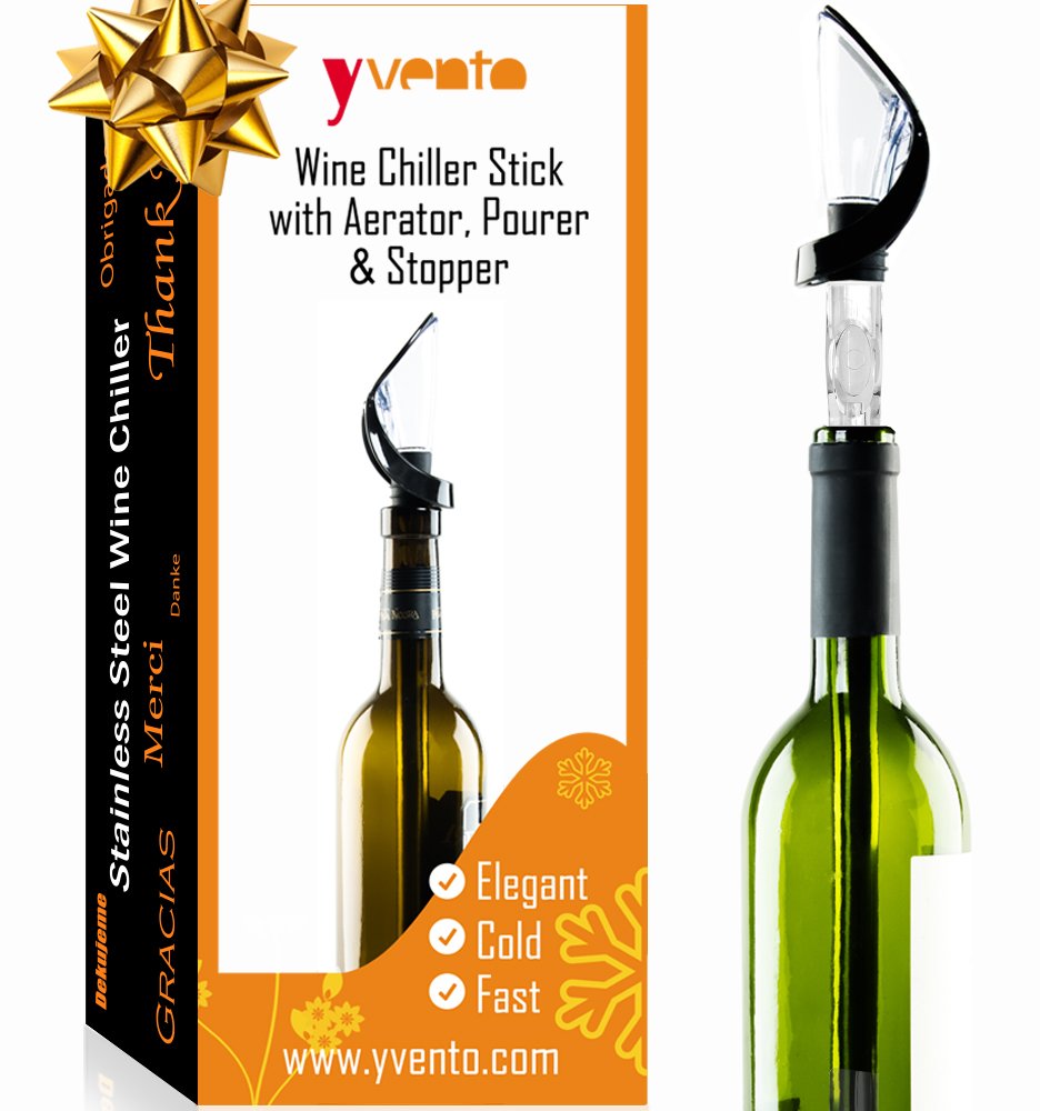 Original Regalo Enfriador de Botella de Vino con Aireador Oxigenador y Vertedor