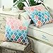 CaliTime Throw Pillow Covers Pack of 2 Cozy Colorful Geometric Trellis Chain Accents Manual Hand Painted Decorative Cushion Cases for Couch Bed Sofa Farmhouse 20 X 20 Inches Main Peach Teal Orange
