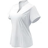 JoyGirl Womens Golf Polo Shirts Quick Dry Tennis Tops Shirt Collarless V Neck Pickleball Outfits for Women Moisture Wicking