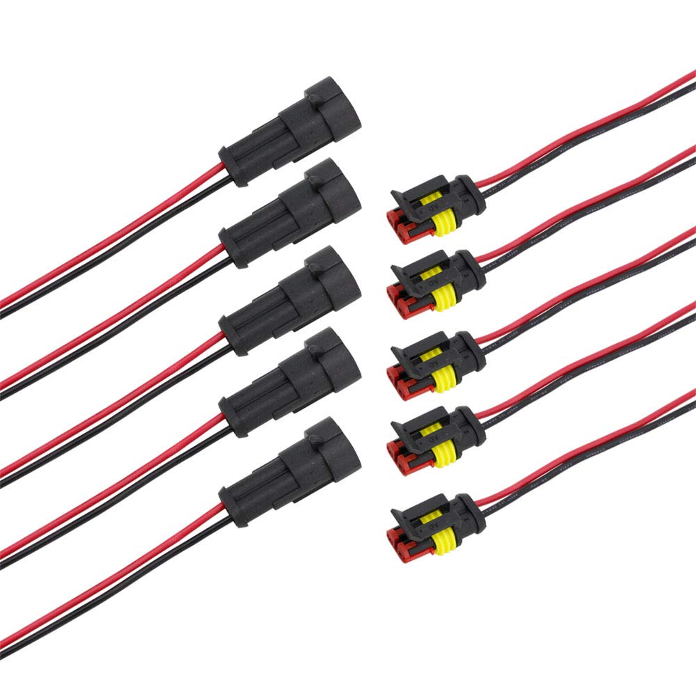 CNLW 5 Sets AMP 1.5 Series 2 Pin 10cm Line Connector Harness Male And Female Automotive Waterproof Harness Assembly