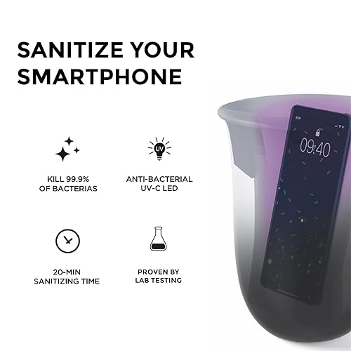 Lexon OBLIO Wireless Phone Charger with UV Sanitizer, QI Certified