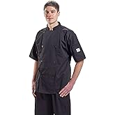 Mercer Culinary M61012BK8X Genesis Men's Short Sleeve Chef Jacket with Traditional Buttons, 8X-Large, Black