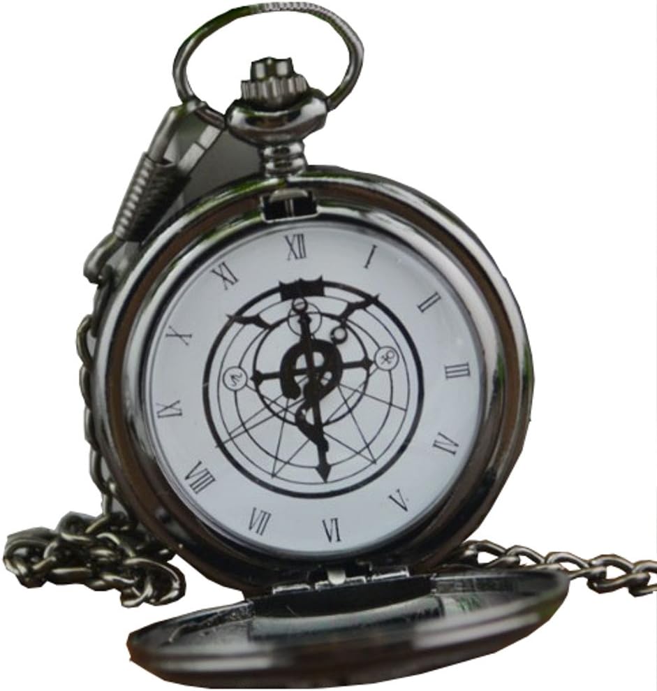 Magabee Fullmetal Alchemist Brotherhood - Ed Pocket Watch Necklace Cosplay Accessories Silver